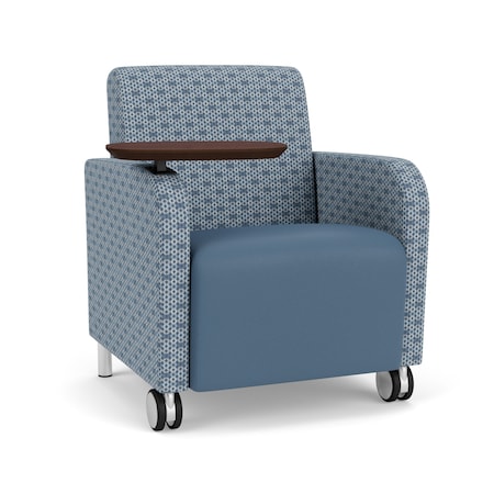 Lesro Siena Guest Chair w/ SwivelTablet, Brshd Steel Legs, RS RainSong Back, MD Titan Seat, RS RainSong Panels SN1101